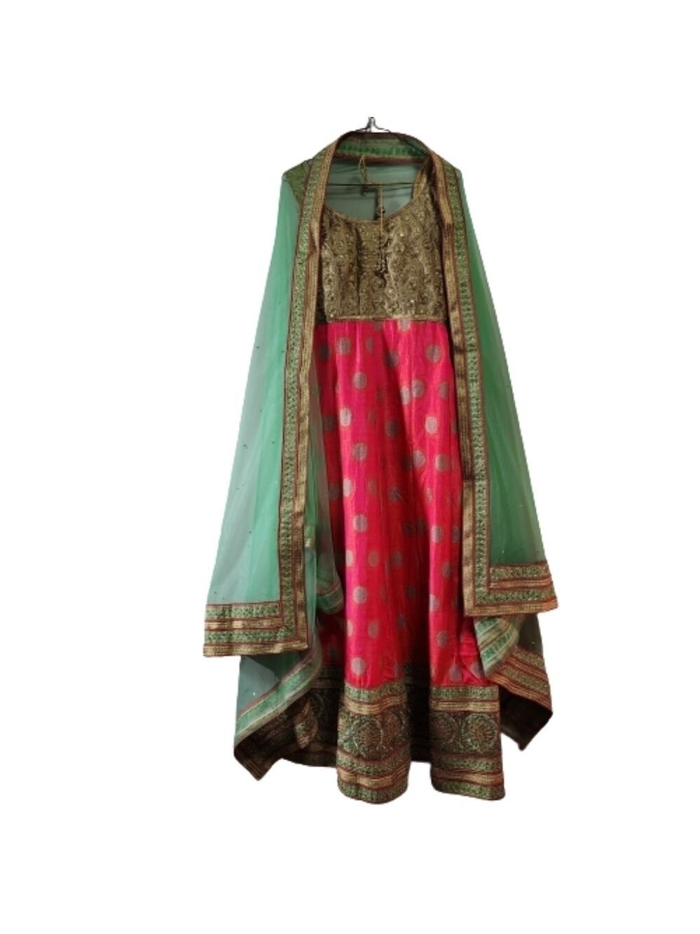Indian traditional hand made suite wedding gown with golden embroidered